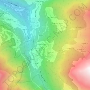 Mapa topográfico Montalbert, altitude, relevo
