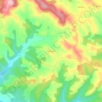 Mapa topográfico Perpignan, altitude, relevo