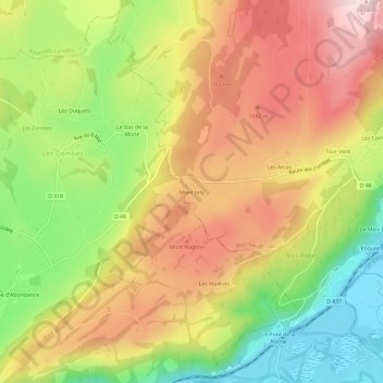 Mapa topográfico Mont Joly, altitude, relevo