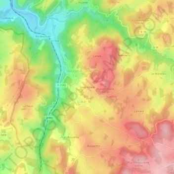Mapa topográfico Saint-Hilaire, altitude, relevo