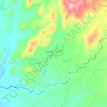 Mapa topográfico Rincón de las Palmas, altitude, relevo
