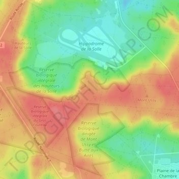Mapa topográfico Mont Chauvet, altitude, relevo