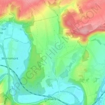 Mapa topográfico Jodion, altitude, relevo