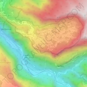 Mapa topográfico Dos d'Ane, altitude, relevo