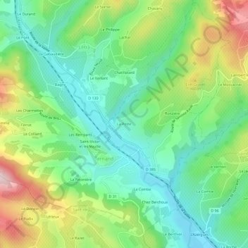 Mapa topográfico La Potte, altitude, relevo