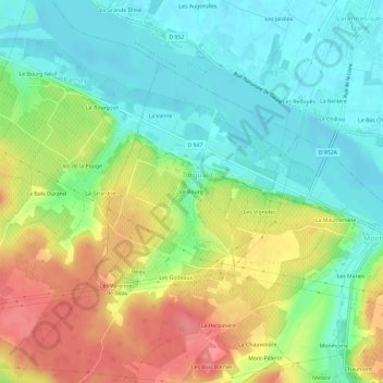Mapa topográfico Le Bourg, altitude, relevo