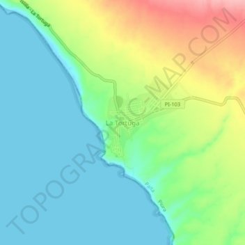 Mapa topográfico La Tortuga, altitude, relevo