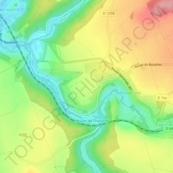 Mapa topográfico La Puce, altitude, relevo