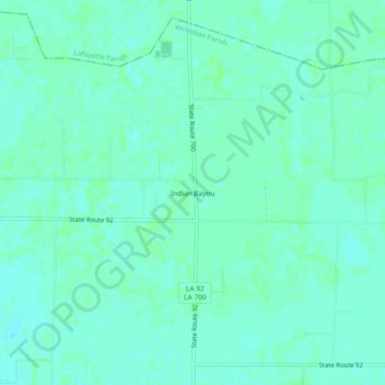 Mapa topográfico Indian Bayou, altitude, relevo