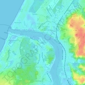 Mapa topográfico Le Lazaret, altitude, relevo