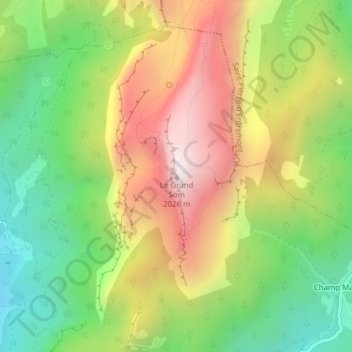 Mapa topográfico Le Grand Som, altitude, relevo
