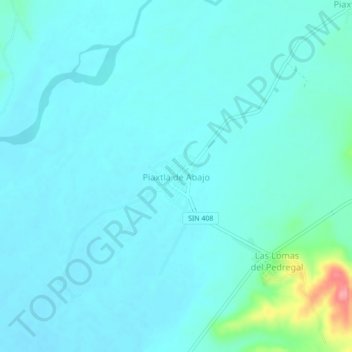 Mapa topográfico Piaxtla de Abajo, altitude, relevo
