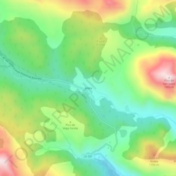 Mapa topográfico Isoba, altitude, relevo
