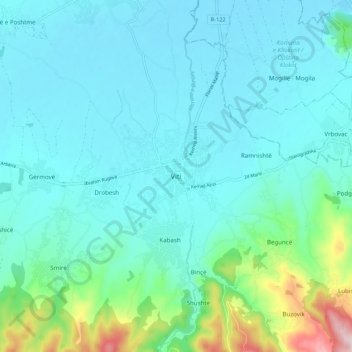 Mapa topográfico Viti, altitude, relevo