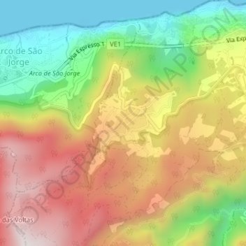 Mapa topográfico Ribeira Funda, altitude, relevo