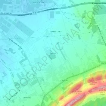 Mapa topográfico Boiças, altitude, relevo