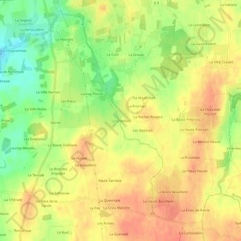 Mapa topográfico La Chevrais, altitude, relevo