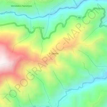 Mapa topográfico El Tambo, altitude, relevo