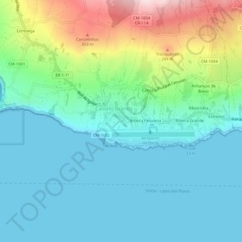 Mapa topográfico Carreira, altitude, relevo