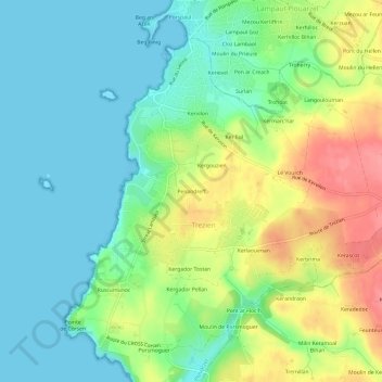 Mapa topográfico Penandreff, altitude, relevo