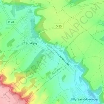 Mapa topográfico Château Rouge, altitude, relevo