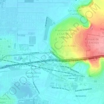 Mapa topográfico R4a, altitude, relevo
