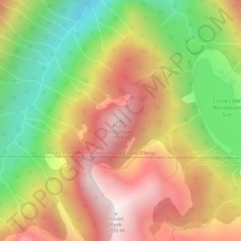 Mapa topográfico Beacon Mountain, altitude, relevo