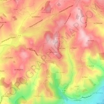 Mapa topográfico La Flachardière, altitude, relevo