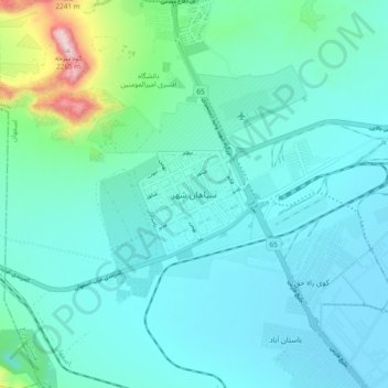 Mapa topográfico Sepahan Shahr, altitude, relevo