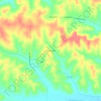 Mapa topográfico Farmerstown, altitude, relevo