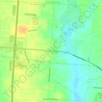 Mapa topográfico Berkshire, altitude, relevo
