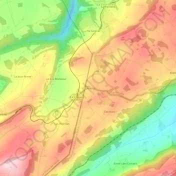Mapa topográfico La Cibourg, altitude, relevo
