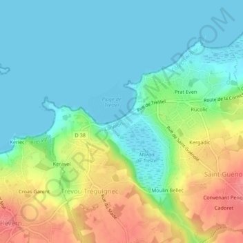 Mapa topográfico Trestel, altitude, relevo