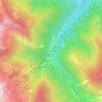 Mapa topográfico Saint-Barthélémy, altitude, relevo