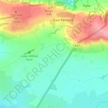 Mapa topográfico Huxham Green, altitude, relevo