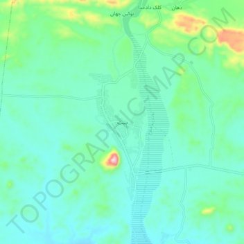 Mapa topográfico بنت, altitude, relevo