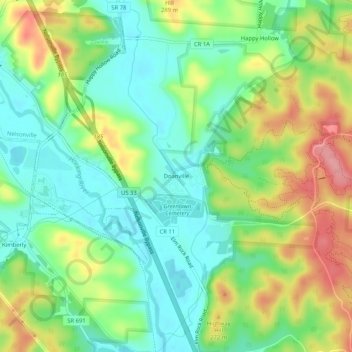 Mapa topográfico Doanville, altitude, relevo