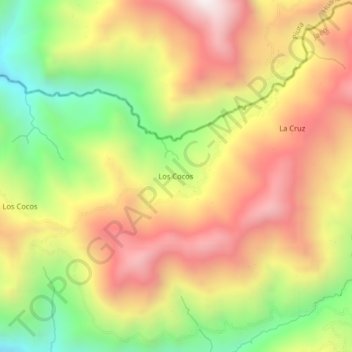 Mapa topográfico Los Cocos, altitude, relevo