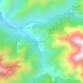 Mapa topográfico Monte-Estreino, altitude, relevo