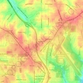 Mapa topográfico Montview, altitude, relevo