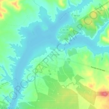 Mapa topográfico Benavila, altitude, relevo
