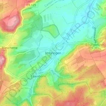 Mapa topográfico Imbringen, altitude, relevo