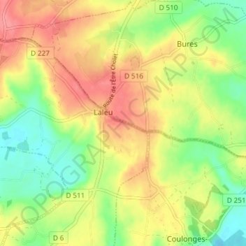 Mapa topográfico Saint-Ellier, altitude, relevo