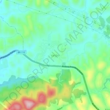 Mapa topográfico Varjão, altitude, relevo