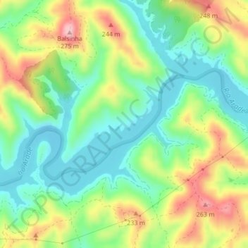 Mapa topográfico Pego Escuro, altitude, relevo