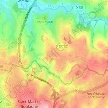Mapa topográfico Rupembert, altitude, relevo