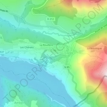Mapa topográfico Dessous Lara, altitude, relevo