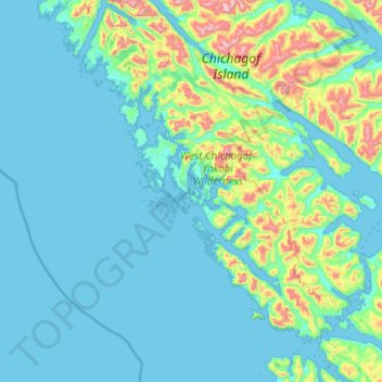 Mapa topográfico Klag Island, altitude, relevo