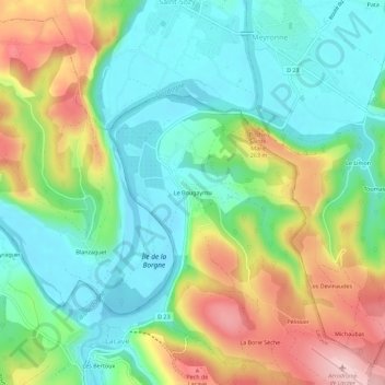 Mapa topográfico Le Bougayrou, altitude, relevo