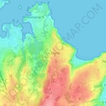 Mapa topográfico La Clarté, altitude, relevo
